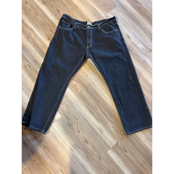 Ablanche Mens Jeans Dark Blue Baggy Flag Wide-Leg Streetwear Y2K Size 40x32 - Picture 1 of 4